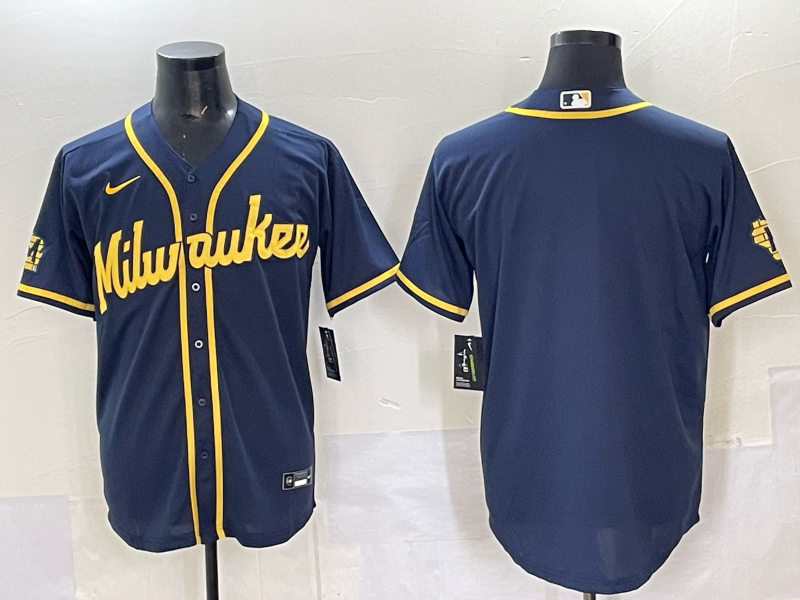 Men Milwaukee Brewers Blank Blue 2025 Nike MLB Jersey style 019->milwaukee brewers->MLB Jersey